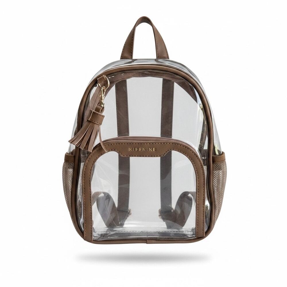 Clear Mini Backpack Tan Anti-Theft Stadium Concert Bag NWOT